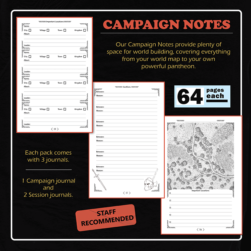Dungeon Notes: DM's Journals (3 Pack) - 1985 Games