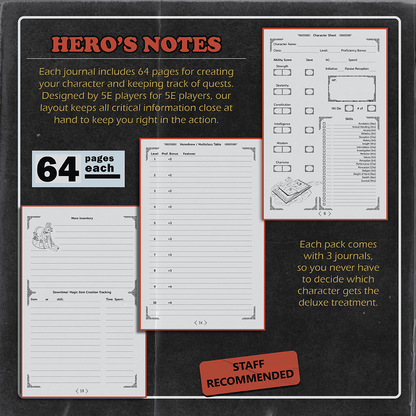 Dungeon Notes: Hero's Journals (3 Pack) - 1985 Games