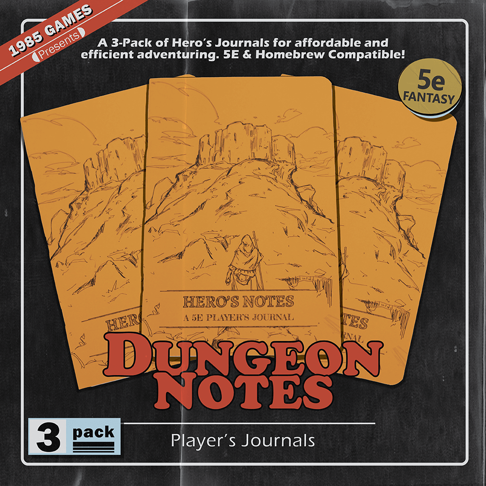 Dungeon Notes Hero's Journals 3 Pack - 1985 Games